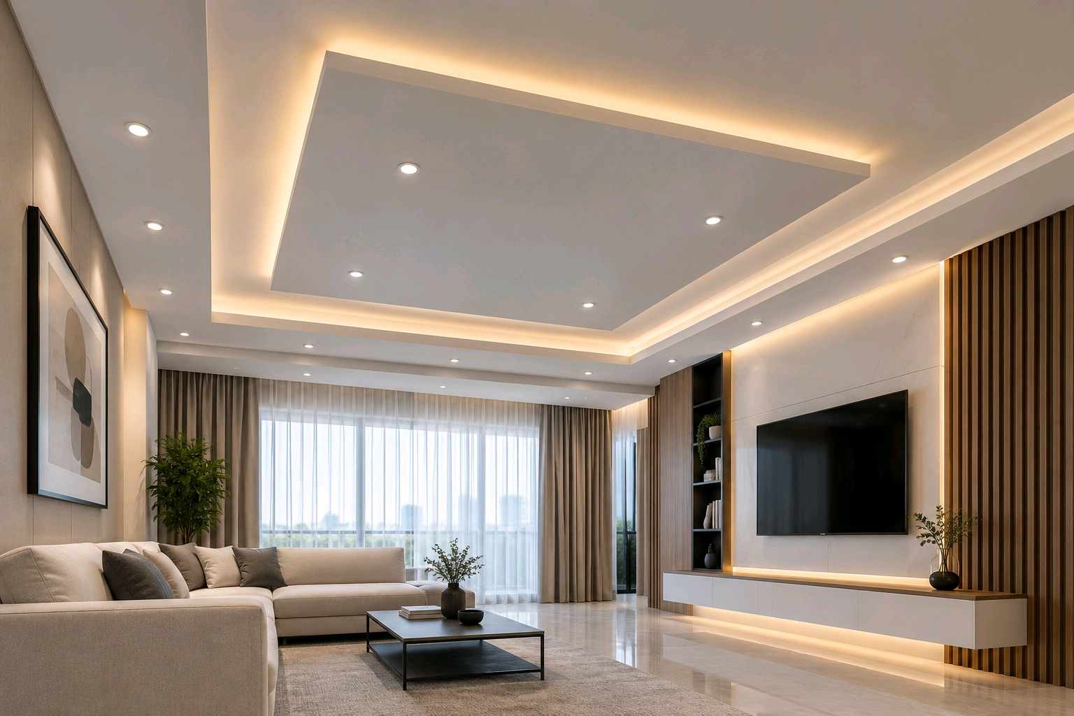 اجرای سقف کاذب دکوراتیو با نور مخفی