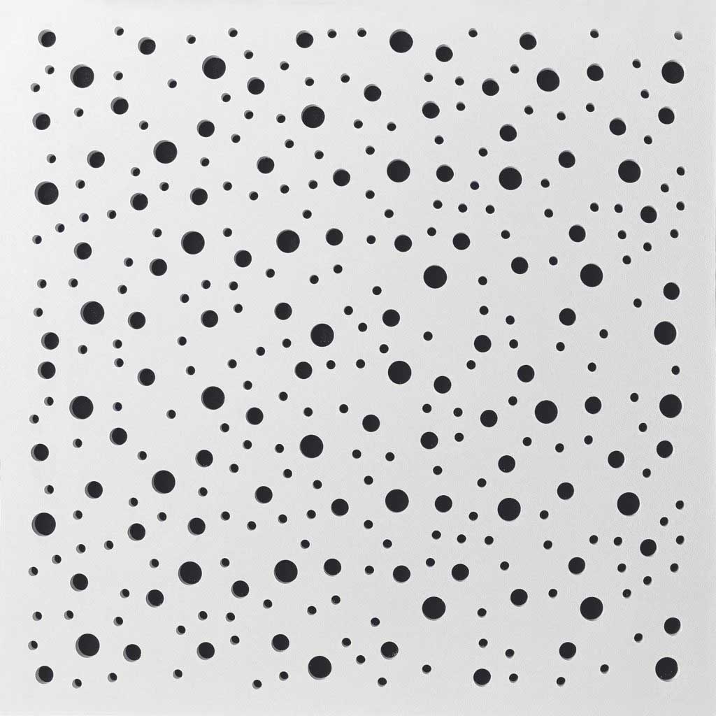 تایل آکوستیک پانچ دایره ای روکش پی وی سی با فلیس مشکی یا سفید در پشت تایل کد 20-15-8